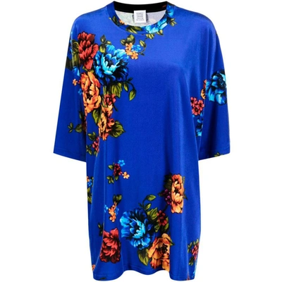 Vetements Floral Printed Round-neck T-shirt In Blue