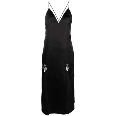 Wales Bonner Josephine Crystal-embellished Midi Dress In Black