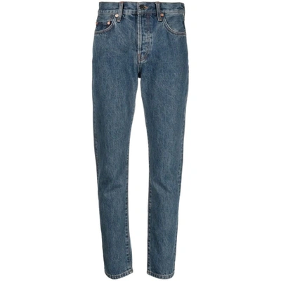 Wardrobe.nyc Cropped Washed Denim Jeans In Blue