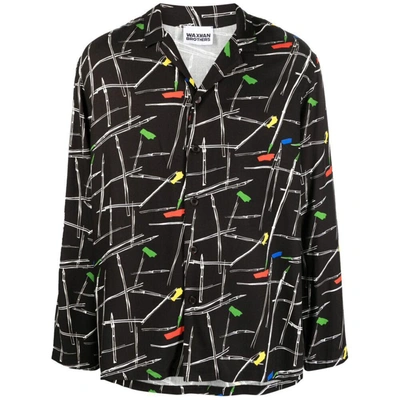 Waxman Brothers Graphic-print Long-sleeve Shirt In Black/red