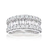 Ross-simons Baguette And Round Diamond Ring In 14kt White Gold In White