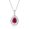 Ross-simons Ruby And . Diamond Pendant Necklace In 14kt White Gold In Multi