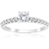 Pompeii3 0.80ct Round Cut Diamond Halo Engagement Ring 14k White Gold Enhanced In White