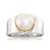 Ross-simons 9.5-10mm Cultured Pearl Ring In Sterling Silver With 14kt Gold In White