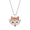 Ross-simons Two-tone Sterling Silver Fox Pendant Necklace With Diamond And Sapphire Accents In Multi