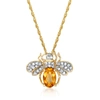 Ross-simons Citrine And . Diamond Bee Pendant Necklace In 14kt Yellow Gold In Multi