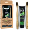 Pursonic 100% Natural Eco Soft Bristles Bamboo Toothbrushes & Charcoal Whitening Toothpaste Set, Whitens & Re