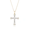 Ross-simons Diamond Cross Pendant Necklace In 14kt Yellow Gold In Multi
