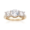 Ross-simons Cz 3-stone Ring In 14kt Yellow Gold In White