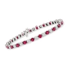Ross-simons Ruby And Diamond Tennis Bracelet In Sterling Silver In Multi