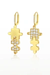 Classicharms Jigsaw Puzzle Drop Earrings In Gold