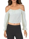 LINE & DOT NIKKI WOMENS EMBROIDERED OFF THE SHOULDER PULLOVER TOP
