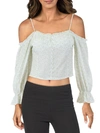 Line & Dot Nikki Womens Embroidered Off The Shoulder Pullover Top In White