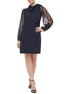 Vince Camuto Mesh Dot Sleeve Shift Dress In Blue