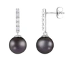 Splendid Pearls 14k Gold Diamond Encrusted Tahitian Pearl Earrings In Multi