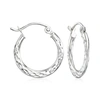 Ross-simons 14kt White Gold Diamond-cut Hoop Earrings In White