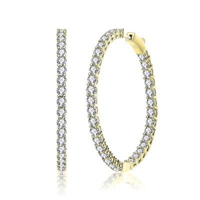 Rachel Glauber 14k Gold Plated Cubic Zirconia Hoop Earrings In Gold