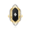 Ross-simons Black Onyx And White Topaz Ring In 18kt Gold Over Sterling In White