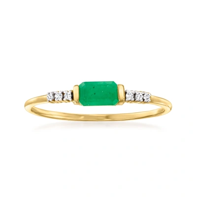 Rs Pure By Ross-simons Emerald Ring With Diamond Accents In 14kt Yellow Gold In Green