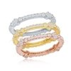 Simona Sterling Silver Tri-color Cz Designed Eternity Triple Band Ring In Multi