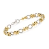 Ross-simons Sterling Silver And 14kt Yellow Gold Xo Link Bracelet In Multi
