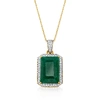 Ross-simons Emerald And . Diamond Pendant Necklace In 14kt Yellow Gold In Multi