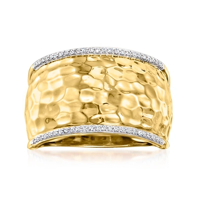 ROSS-SIMONS DIAMOND HAMMERED RING IN 18KT GOLD OVER STERLING