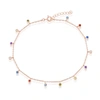 Simona Sterling Silver Bezel-set Cz Charms Anklet - Gold Plated In Multi
