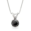 Ross-simons Black Diamond Solitaire Necklace In 14kt White Gold In Multi