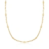 Ross-simons 18kt Yellow Gold Bead Station Paper Clip Link Necklace In Multi
