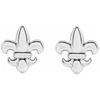 Pompeii3 14k White Or Yellow Fleur-de-lis Earrings In Silver