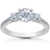 Pompeii3 1 Ct Round Diamond 3-stone Lab Grown Eco Friendly Engagement Ring 14k White Gold