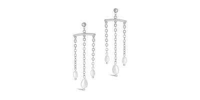 STERLING FOREVER CHAINS & PEARLS CHANDELIER DROP EARRINGS