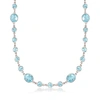 Ross-simons Bezel-set Blue Topaz Necklace In Sterling Silver In Multi