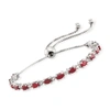 Ross-simons Ruby Bolo Bracelet With Diamond Accents In Sterling Silver In Red
