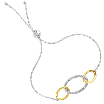 Vir Jewels 1/10 Cttw Diamond Bolo Bracelet Yellow Gold Plated Over Sterling Silver Circles In Grey