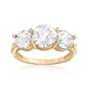 Ross-simons Cz 3-stone Ring In 14kt Yellow Gold In White