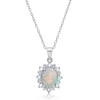 Max + Stone Sterling Silver Gemstone Oval Pendant Necklace With White Topaz Sunburst Halo 9mm X 7mm With 18 Inch In Purple