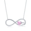 Simona Sterling Silver Ruby Cz Heart Infinity Necklace In Pink