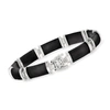 Ross-simons Black Agate "good Fortune" Bracelet In Sterling Silver In Multi