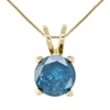 Vir Jewels 1 Cttw Blue Diamond Solitaire Pendant Necklace 14k Yellow Gold Round With Chain In Yellow