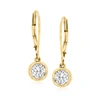 Ross-simons Bezel-set Diamond Drop Earrings In 14kt Yellow Gold In White