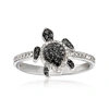 Ross-simons Black And White Diamond Turtle Ring In Sterling Silver In White
