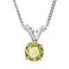 Vir Jewels 0.80 Cttw Yellow Diamond Solitaire Pendant 14k White Gold Round With Chain In White
