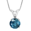 Vir Jewels 1.65 Cttw Blue Diamond Solitaire Pendant Necklace 14k White Gold Round And Chain