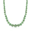 Ross-simons 6-13mm Graduated Green Jade Bead Necklace With 14kt Yellow Gold In Multi