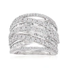 Ross-simons Round And Baguette Diamond Highway Ring In Sterling Silver In White