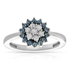 Vir Jewels 1/2 Cttw Blue And White Diamond Cluster Composite Ring 10k White Gold In White