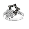 Vir Jewels 1/4 Cttw Champagne And White Diamond Fashion Star Ring 14k White Gold In White