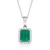 ROSS-SIMONS EMERALD AND . DIAMOND PENDANT NECKLACE IN 14KT WHITE GOLD